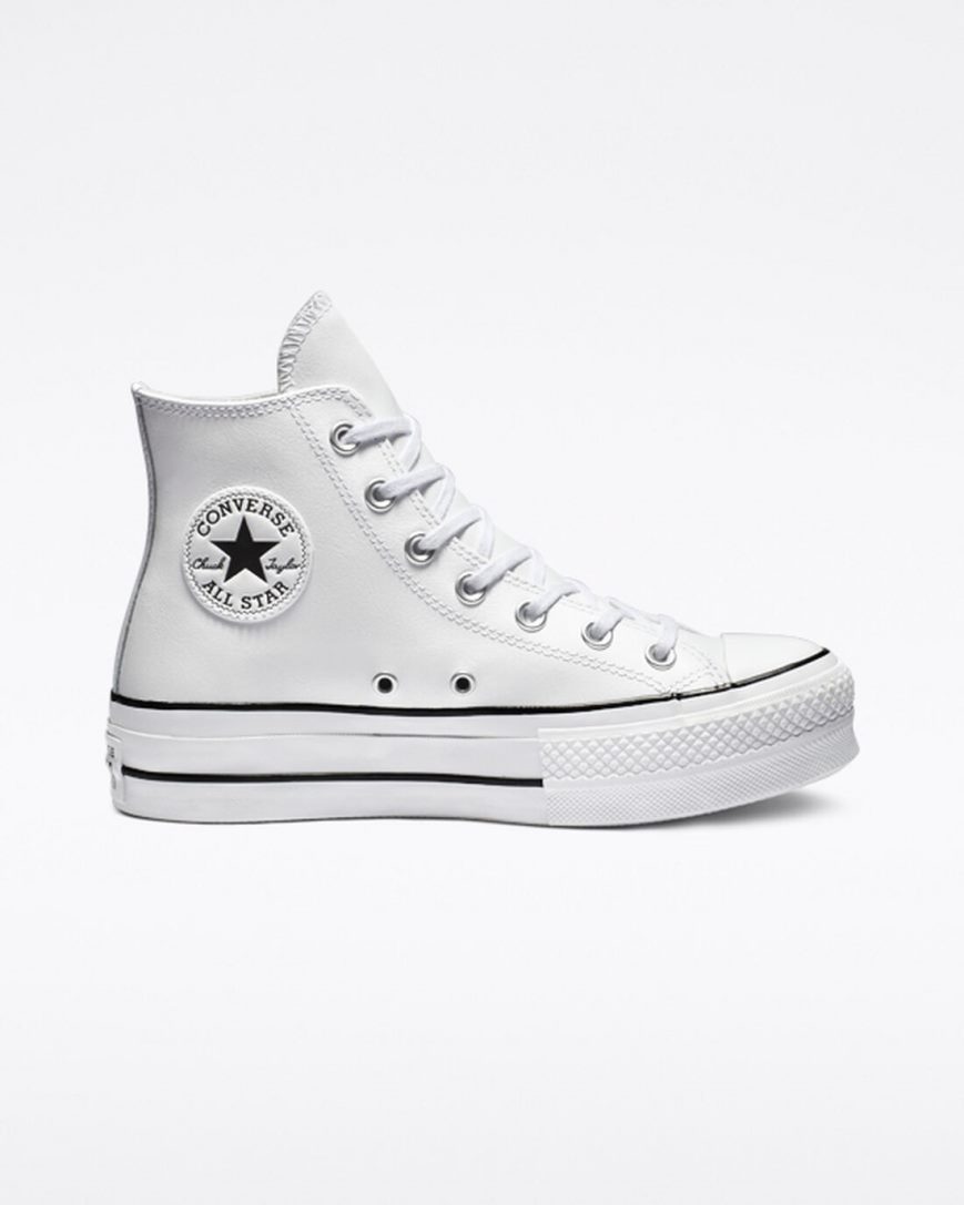 Topanky Na Platforme Converse Chuck Taylor All Star Lift Kozene Vysoke Damske Biele Čierne Biele | SK AMCQY6